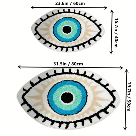 1 DAY SALE! White Boho/Bohemian/Hippie Greek Evil Eye Area/Accent Rug/Mat NEW! - Picture 12 of 13